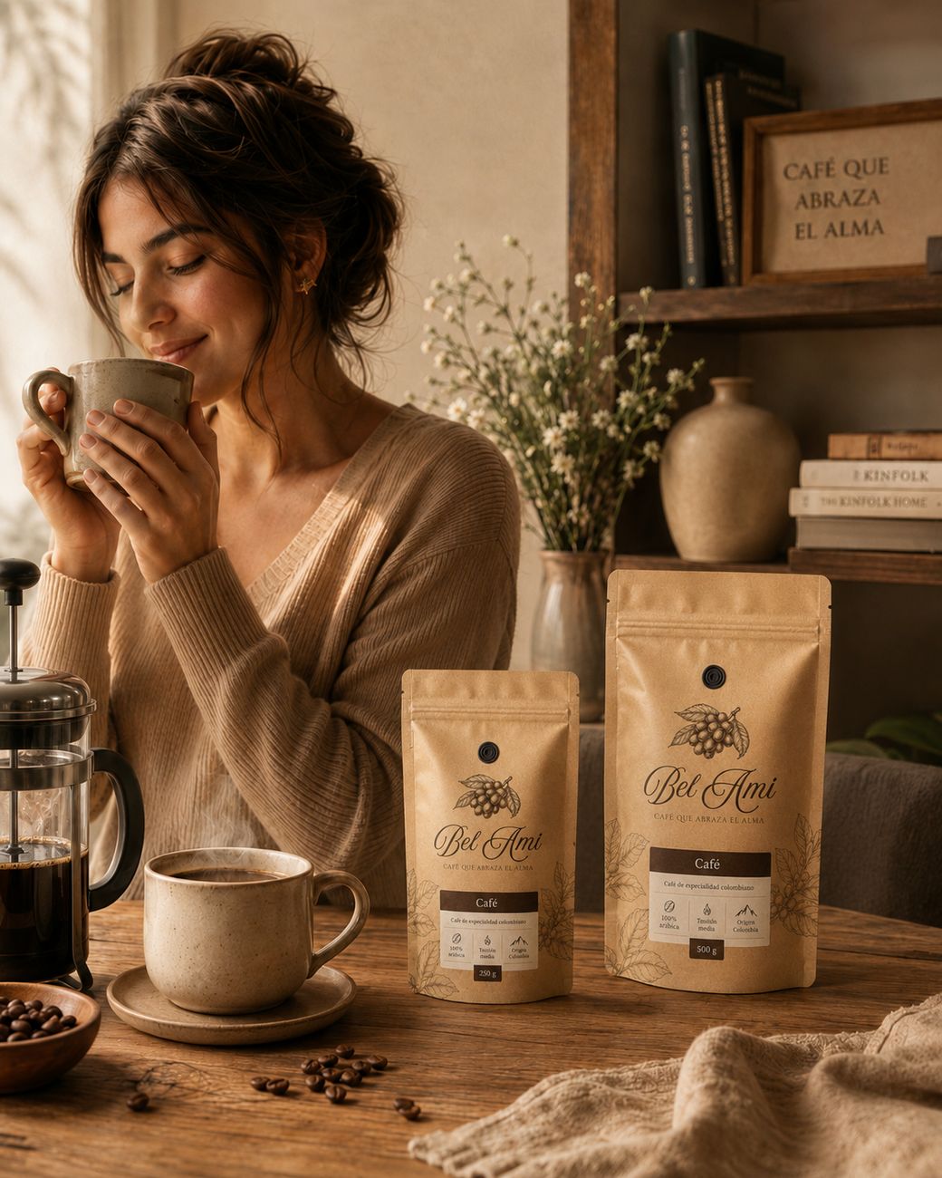 Café Bel Ami servido en una pausa cálida de mañana
